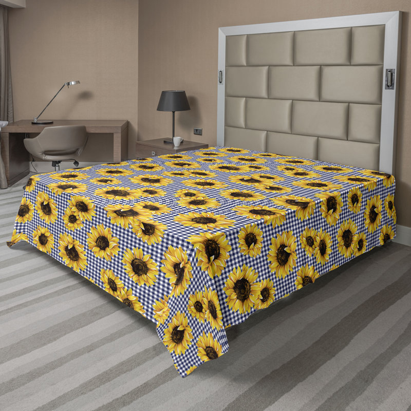 Floral Flat Sheet, Brown Mustard