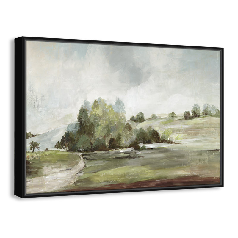 «Green Country Road» par Allison Pearce - reproduction encadrée sur toile, H 25,5 po x l 37,5 po, Noir
