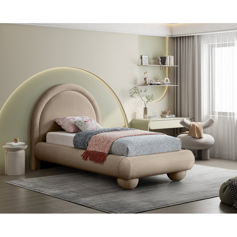 Lit en velours Madrid, Twin, Taupe Velvet