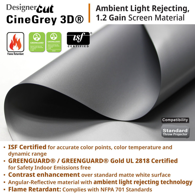 Designer Cut CineGrey 4D® AT, Ceiling Ambient Light Rejecting Acoustically Transparent Raw Projection Material, 1.2