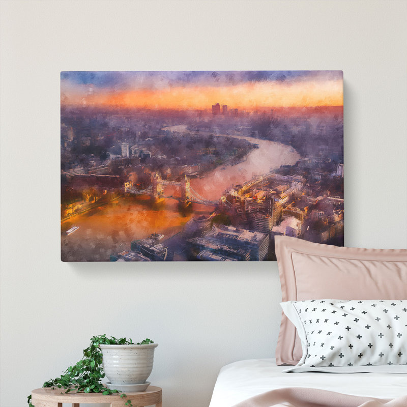 Sunrise Over London - Wrapped Canvas Painting, 35cm H x 50cm W x 3cm D