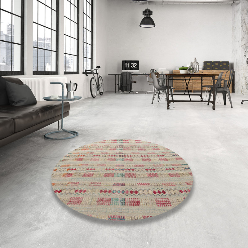 Tapis décoratif multicolore à motif abstrait, Rond 6 pi