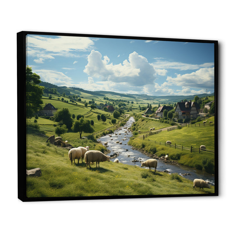 Blash Cow in Allemagne Repères I - Impression, 16" H x 32" W, Cadre flottant noir