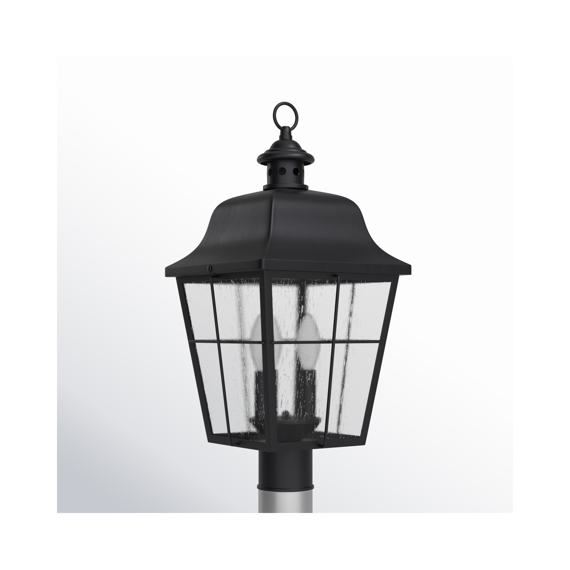 Merton Seeded Metal Outdoor Lantern Head, Mystic Black