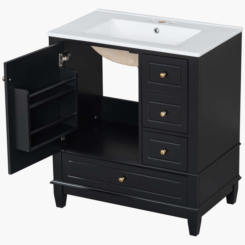 Versatile Bathroom Vanity with Multiple Storage Options and Durable Construction, Black