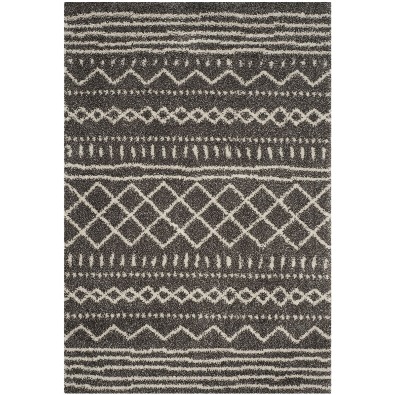 Develin Performance Geometric Rug, Rectangle 3'2" x 5', Brown/Ivory