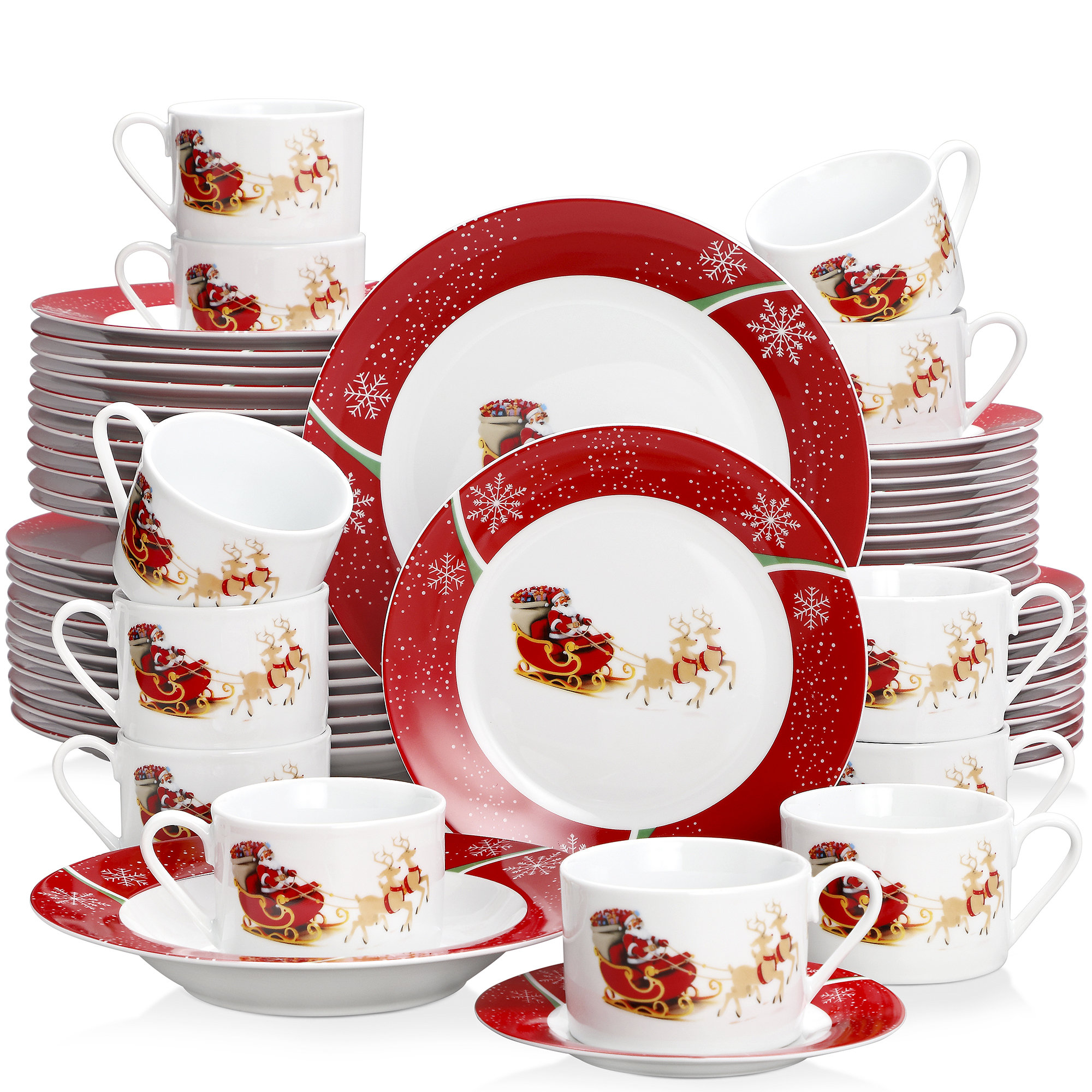 MALACASA Christmas Deer 60 Piece Dinnerware Set, Service For 12 & Reviews Wayfair