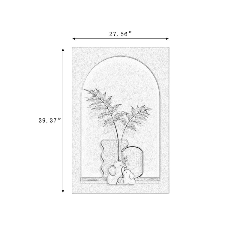 Peinture murale moderne moderne en relief en grès neutre avec lumière DEL chaude, peinture minimaliste de plante séchée pour salon