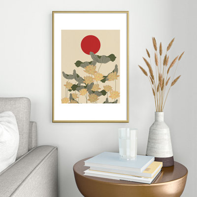 Red Sunset Japon encadré sur papier