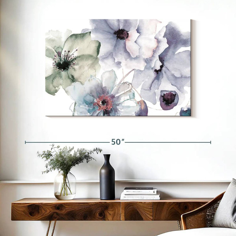 Harnek à fleurs bleues II, H 26 po x l 39 po