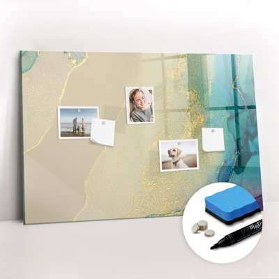 Magnetic Memo Board Whiteboard - 90 x 60 cm - With Marker and Magnets - Colorful marble
