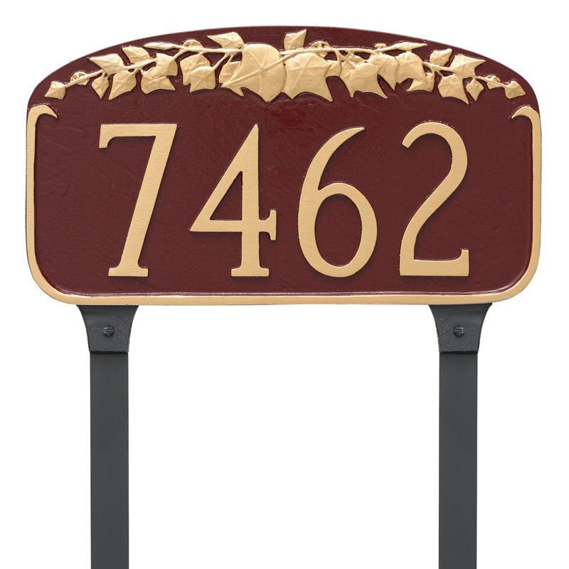 Enseigne d’adresse pour pelouse sur 1 ligne, Cuivre antique / Cuivre