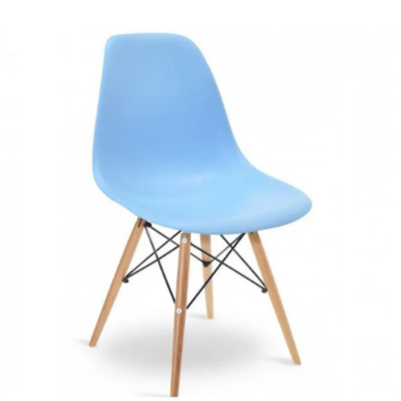 Chaise de salle à manger Paris avec pieds en bois naturel, Bleu clair