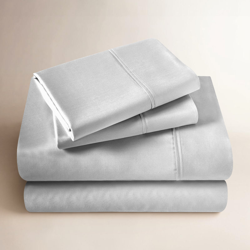 Verdie Scotia 700 Thread Count Egyptian Certified Cotton Sateen Sheet Set, Queen, Chrome