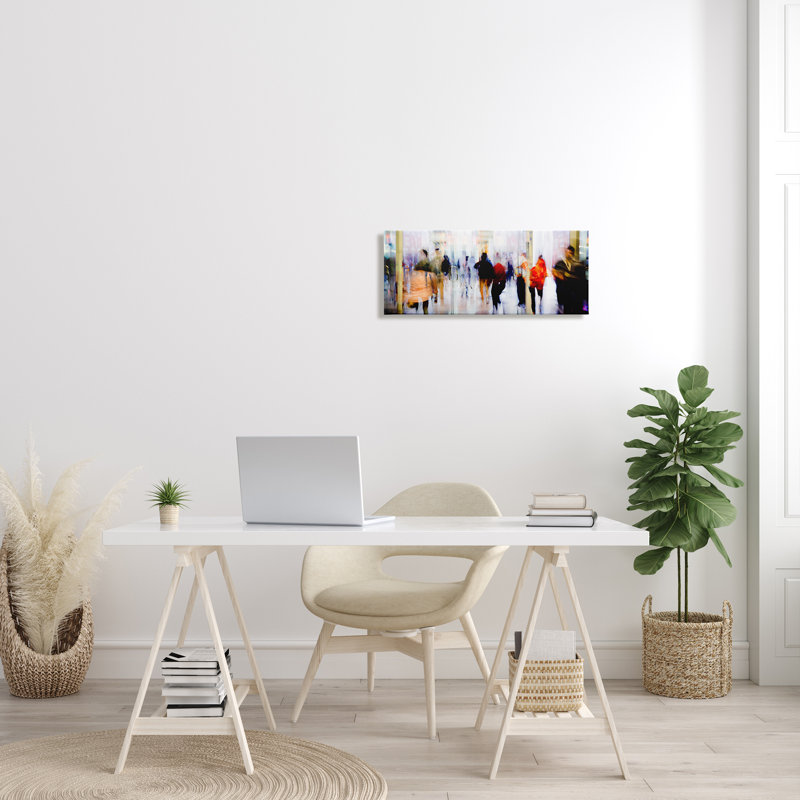 «Modern Industrial Crowd Abstract Long Exposure», art mural par Sven Pfrommer, Toile tendue, H 10 po x l 24 po