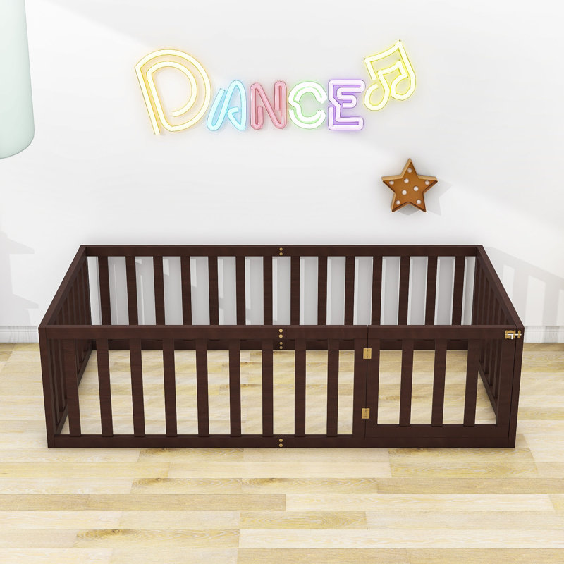 Freta Wood Bed Frame, Walnut, Twin