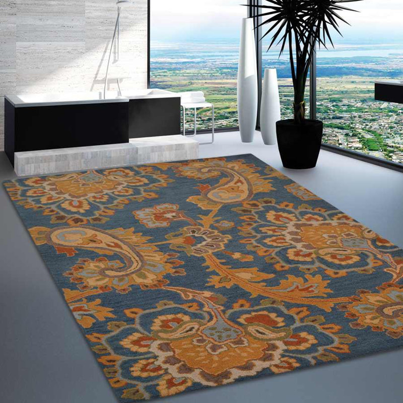 Akain Hand Tufted Wool Eco-Friendly Area Rugs - Floral Modern Design, High Pile Thick Handmade Anti Skid Area Rugs for Living Room, Bed Room