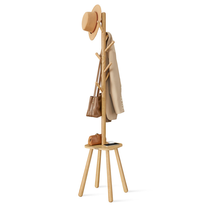 Rubber Freestanding 8 - Hook Coat Rack, Beige