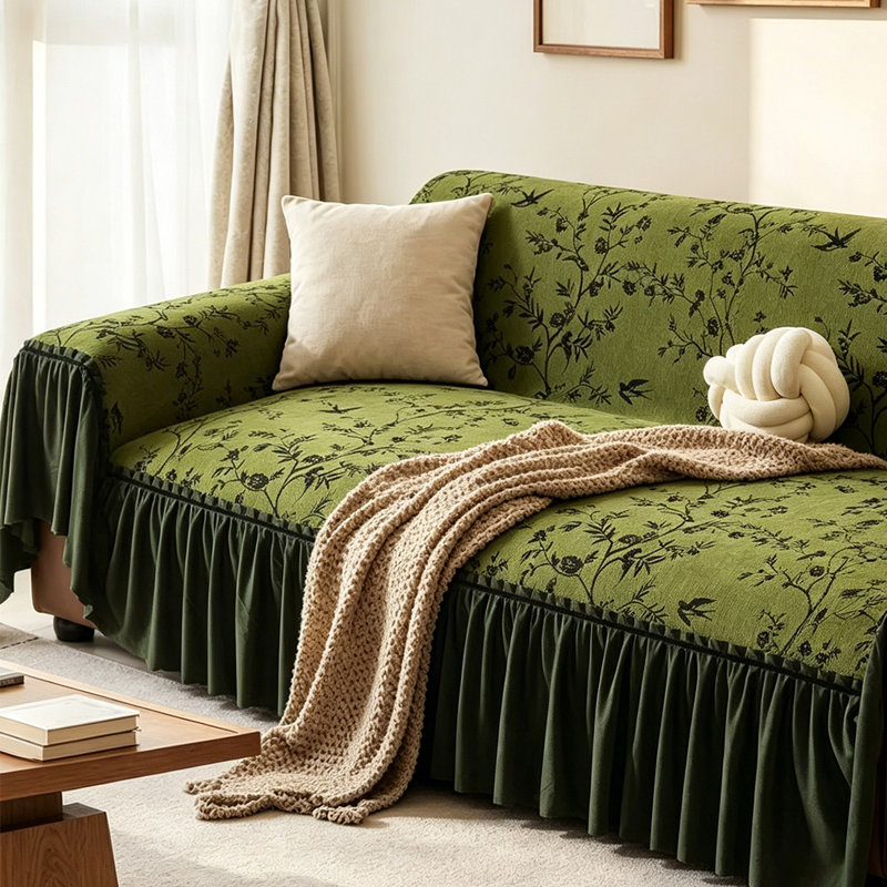 Housse de canapé lavable en chenille verte, protecteur de meubles résistant aux taches et aux égratignures pour animaux de compagnie