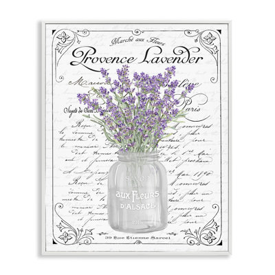 Lavender Ornate French Script White Framed Giclee Art by Lettered and Lined