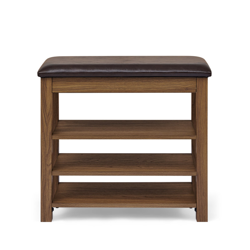 Small Shoe-Changing Bench With Shelves, Brown