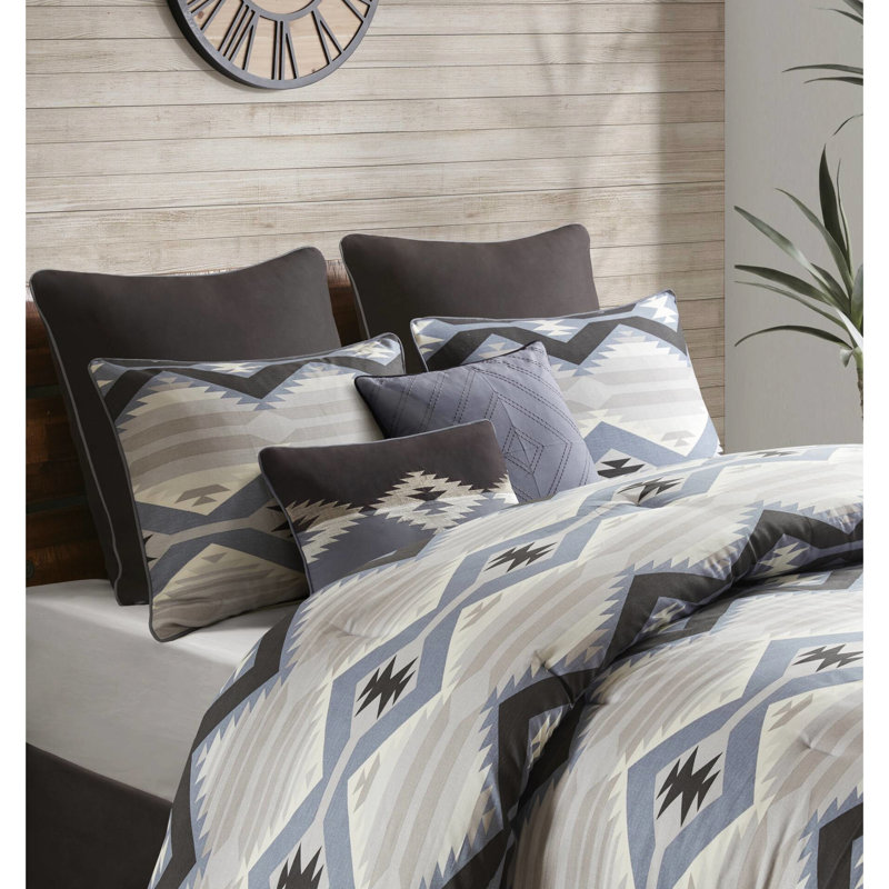 Couette double de 20 cm avec une teinte bleue, épaisse, dos en microfibre douce et style rustique moderne