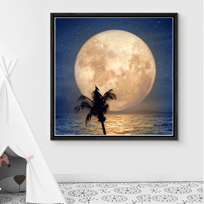 " Full Moon With Palm Tree & Sea "