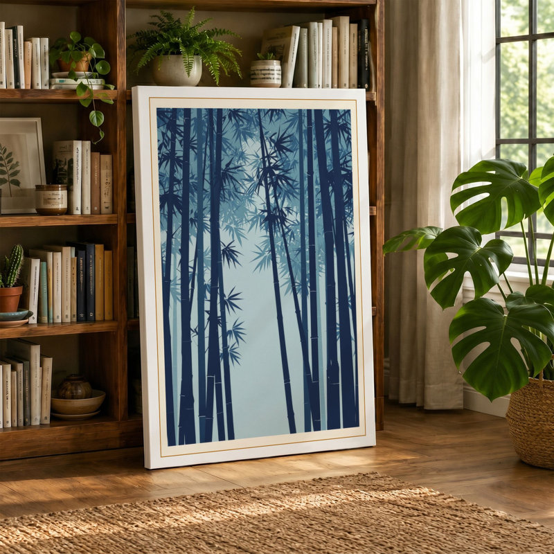 Quiet Bamboo Japandi - Wrapped Canvas, Terracotta Border, 30x20 - 76.2 x 50.8 cm