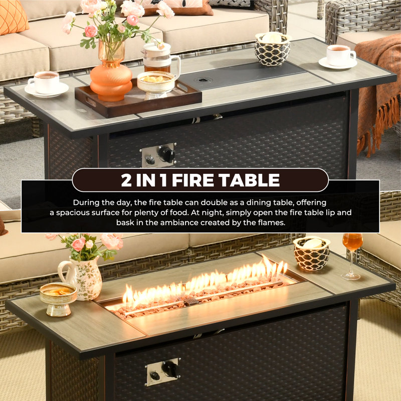 Emroy 42" Fire Pit Table With Lid, 25.19" H x 53.93" W x 22.43" D