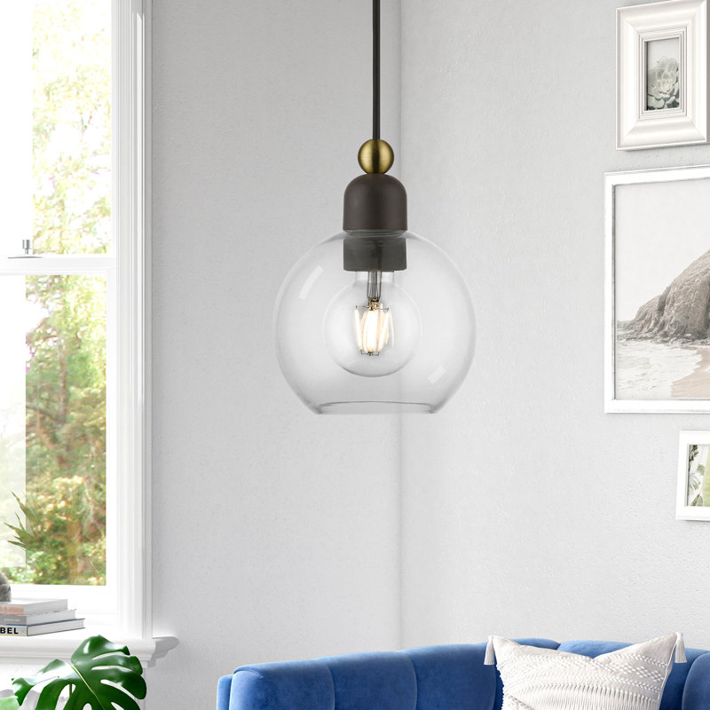 1 - Light Single Pendant, Bronze/Antique Brass