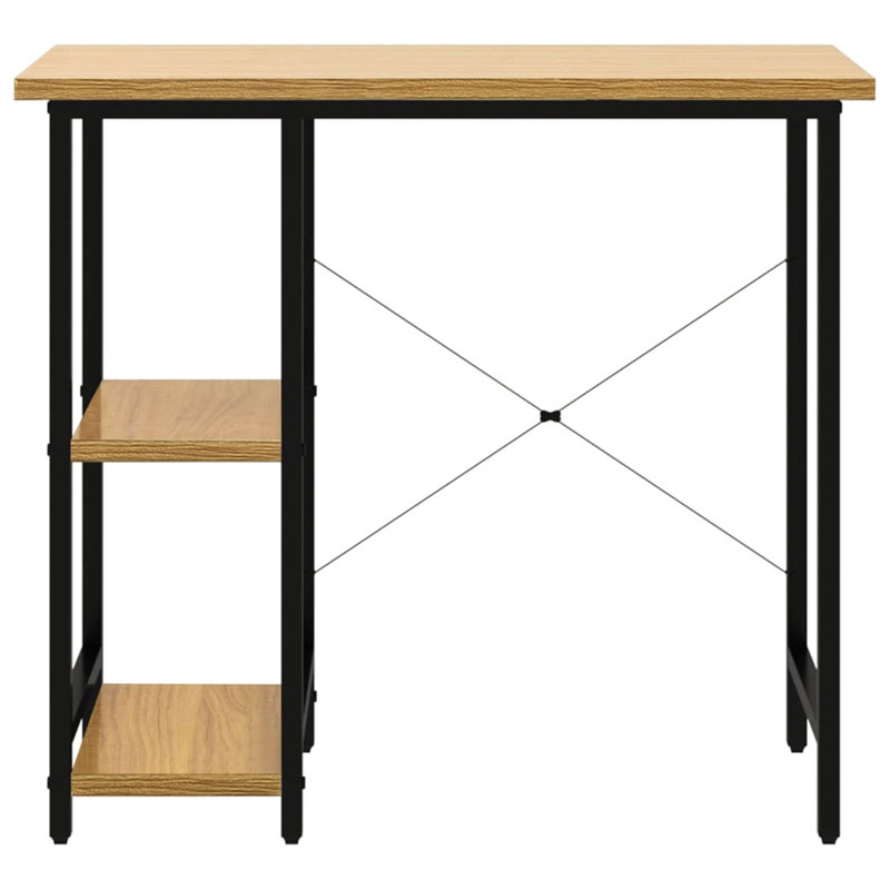 80cm Rectangle Writing Desk, Black, Light Oak