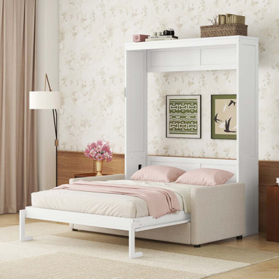 Grand lit escamotable mural avec coussin
