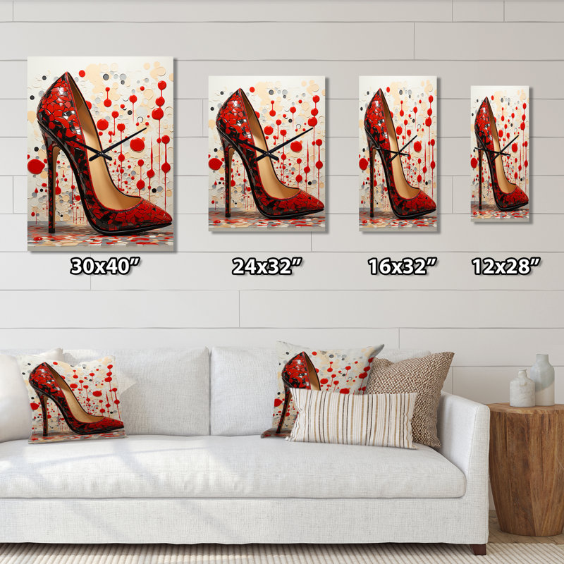 Horloge murale surdimensionnée noire et rouge Symphony V - Fashion, H 32 po x l 24 po x P 1 po