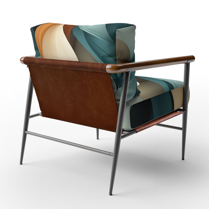 Fauteuil d'appoint rembourré Teal Abstract Elegant Wave, Noir