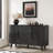 47'' Modern Sideboard Buffet Cabinet With Drawers, Adjustable Shelves, Sliding Doors, And Rounded Edges, Storage Credenza For Kitchen, Dining Room, Living Room, Black Or Walnut Finish-131277451