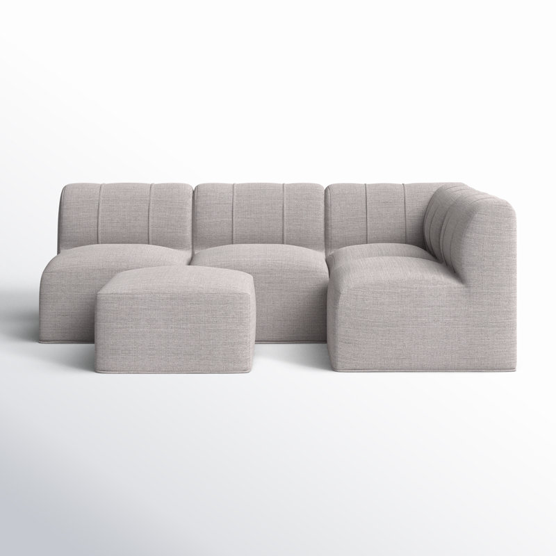 Praia 96" Sunbrella® Outdoor Sofa with Ottoman, Cast Silver Sunbrella®