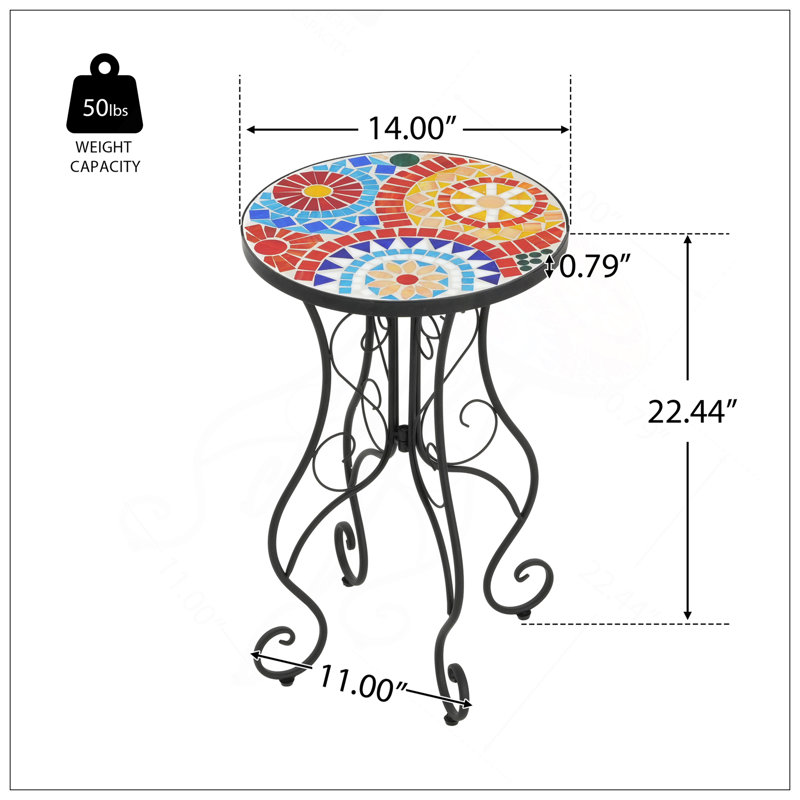 Table d'appoint d'extérieur, colorée et noire