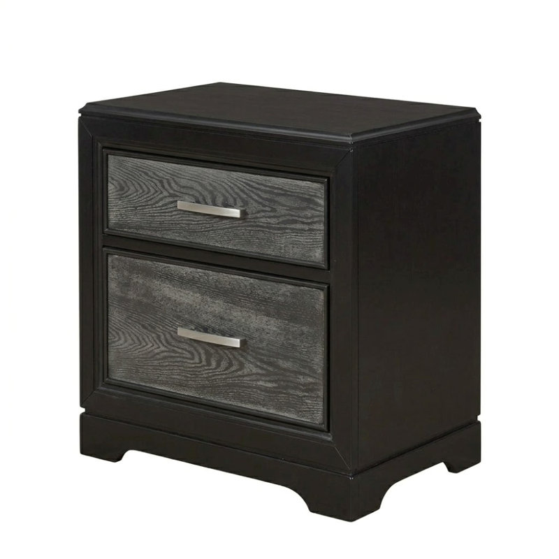2 tiroirs gris azurite / noir 26 po W Table de chevet