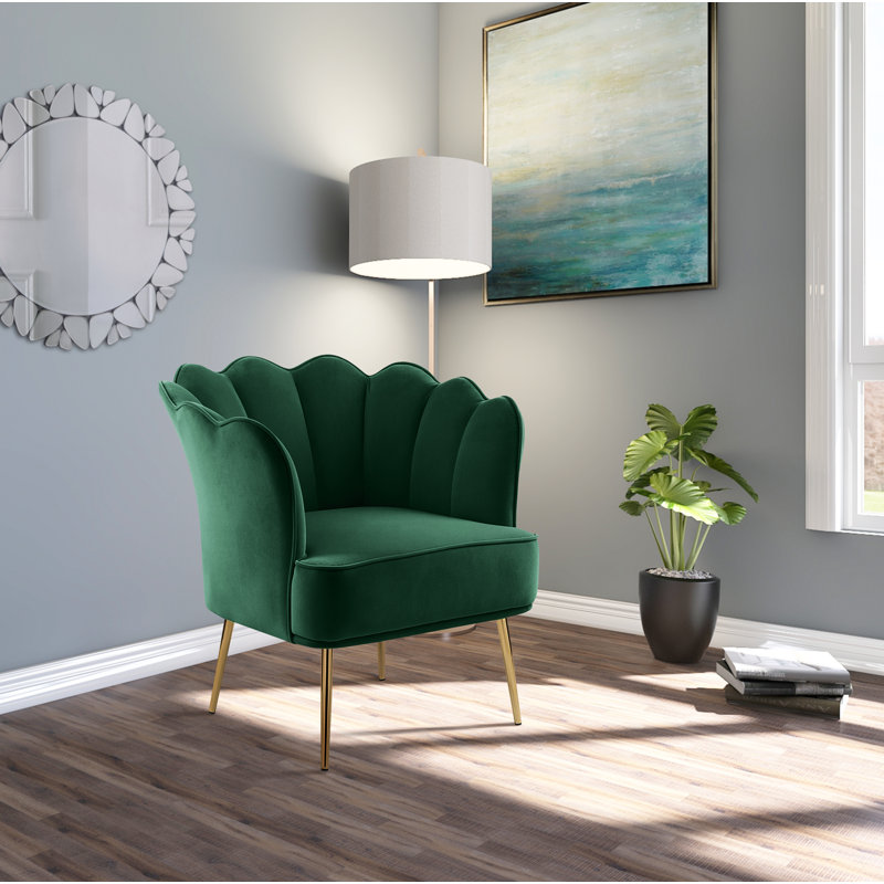 Ulysses Velvet Barrel Chair, Green Velvet