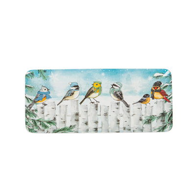 14.25" Melamine Rectangular Platter with Spreader Set, Holiday Greenhouse