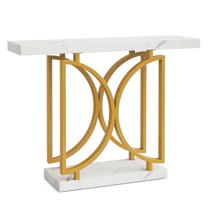 Kymon 39.37'' Marble Top Console Table