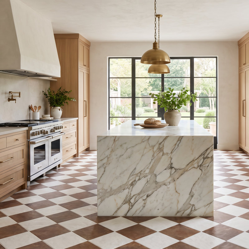 Carrelage en porcelaine 8x8 Autumn Essentials, Terra Cotta / blanc