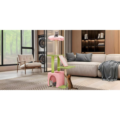 Flower Cat Tree Tower with Detachable Perch