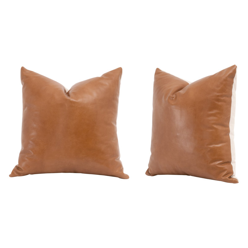 Kaidee Leather/Suede Throw Square Pillow Cover & Insert