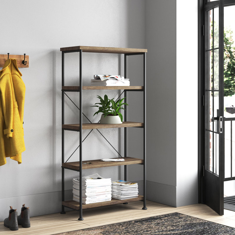Fallon Etagere Bookcase, Gray Driftwood, 63" H x 60" W x 14.25" D