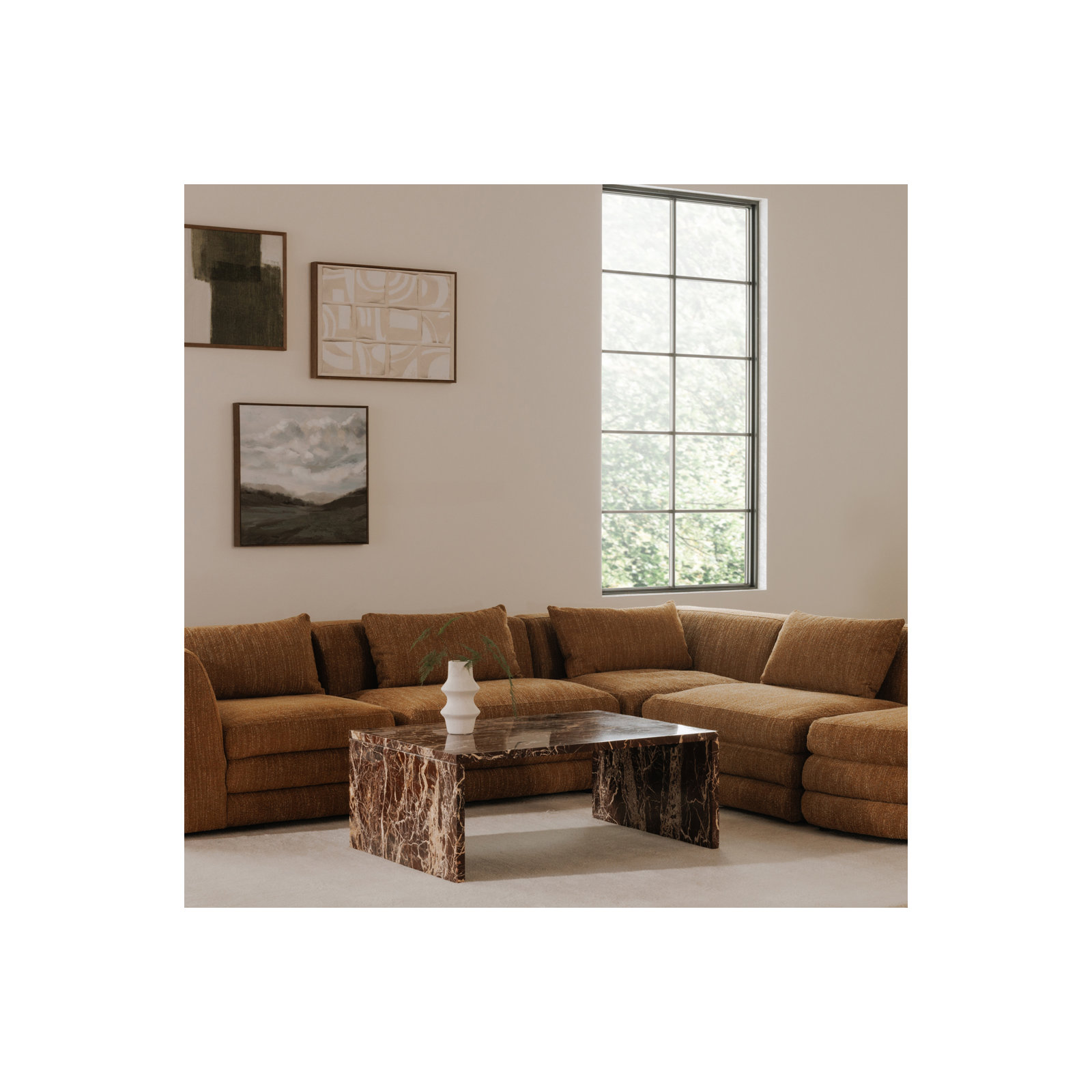 Kelly Marble Coffee Table, Red