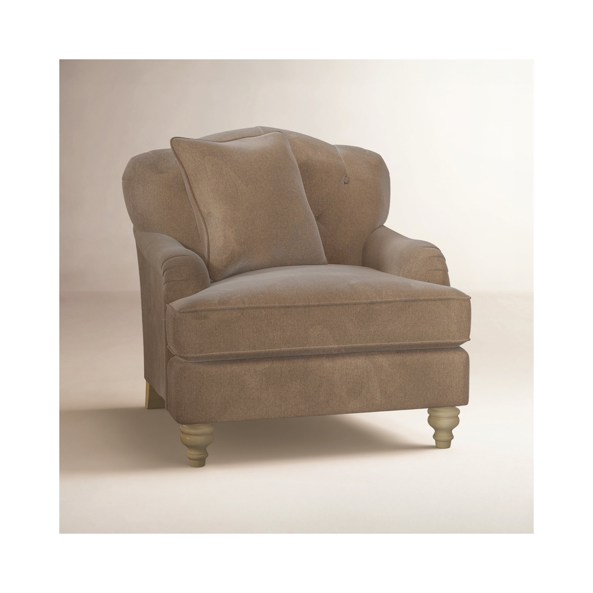Sullivan Upholstered Down Filled Armchair, Tweetie 8 Brown Performance Velvet, Linen, No