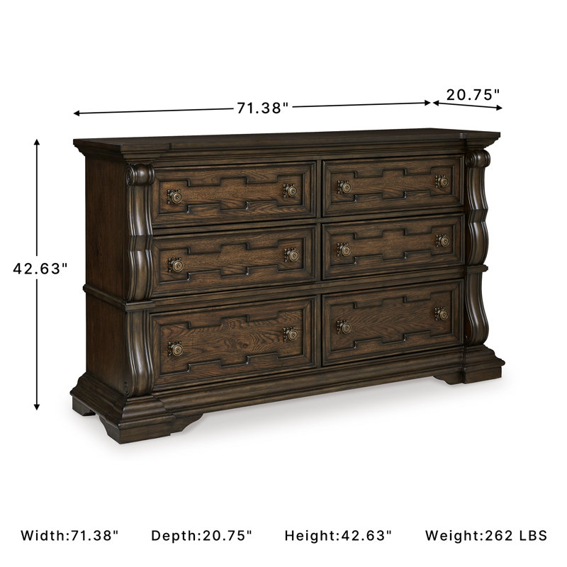 Aarunya 71.5'' W 6 - Drawer Dresser