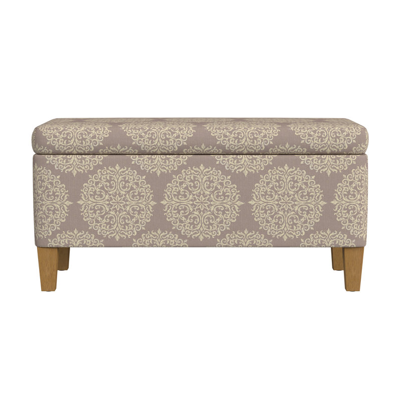Banc de rangement en tissu texturé Genoveva, Médaillon brun, Brun