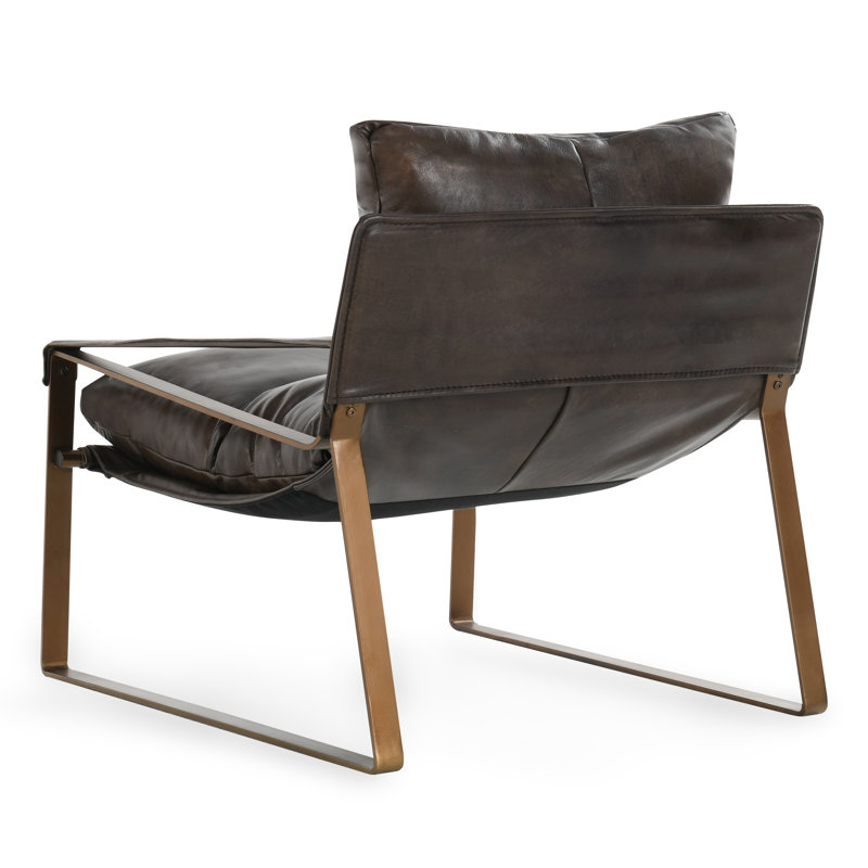 Morgan Accent Chair, Brown Genuine Leather